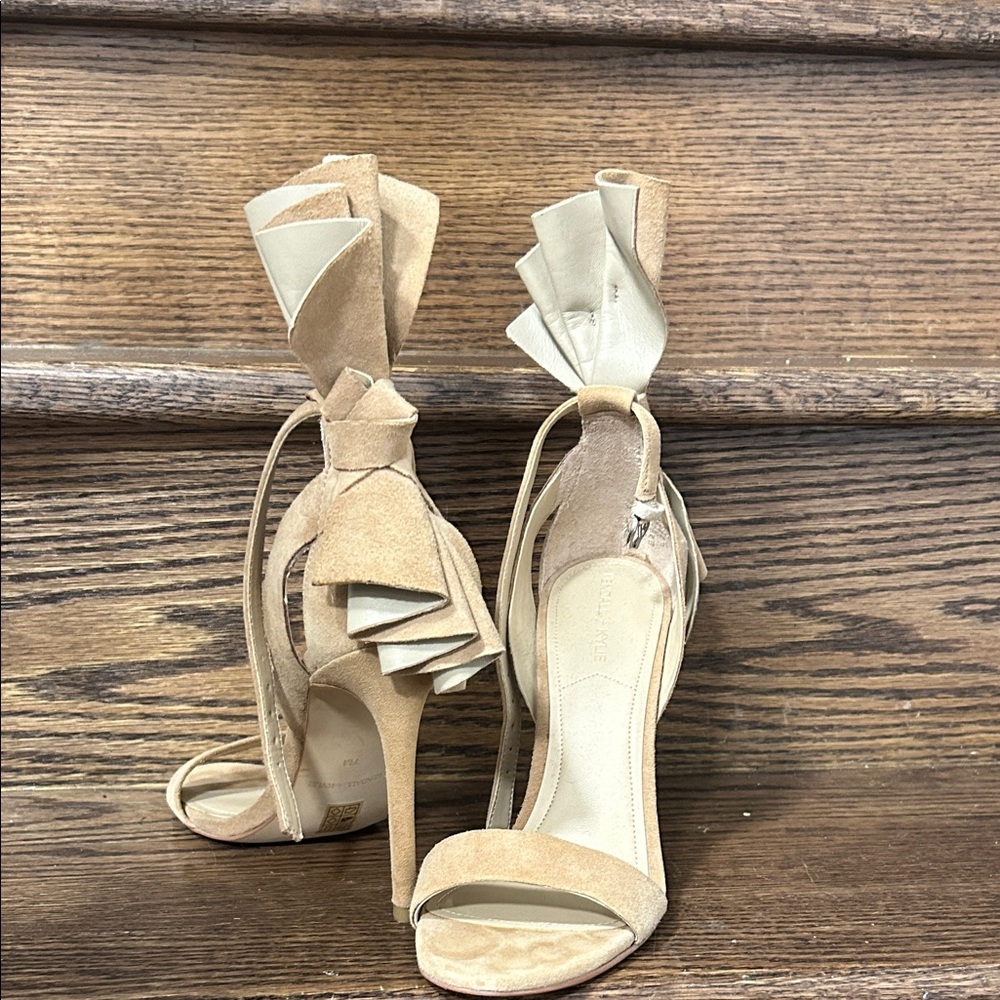 Kendall & Kylie Tan Suede Heels with Bow Detail